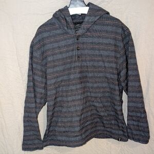 Prana Men's Large Westbrook Hooded Flannel Pullover Shacket Henley Blue